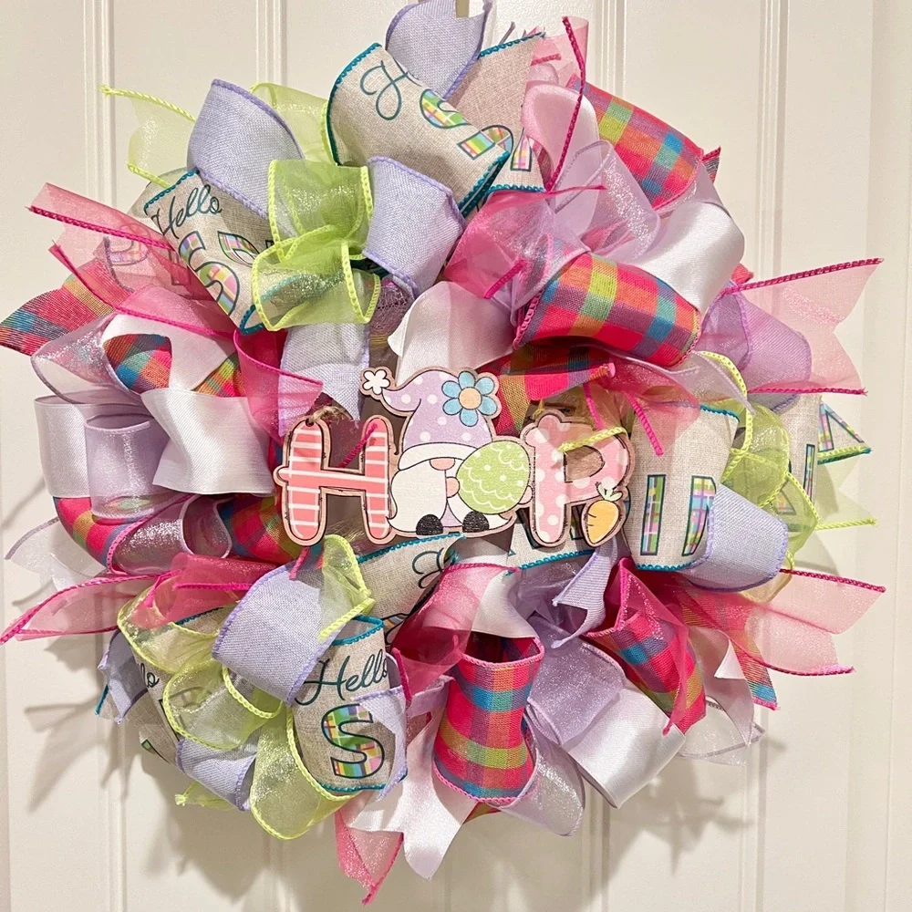 13” Easter Ribbon Wreath 